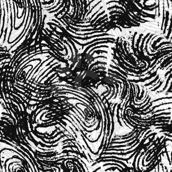 A lot of black fingerprints on white, grunge seamless pattern