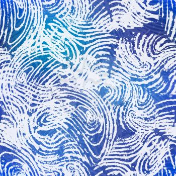 White fingerprints on blue seamless pattern
