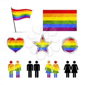 Set of gay couples icons isolated on white