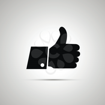 Black simple thumbs up icon with shadow