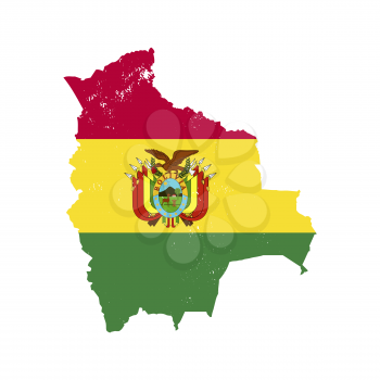 Bolivia country silhouette with flag on background on white
