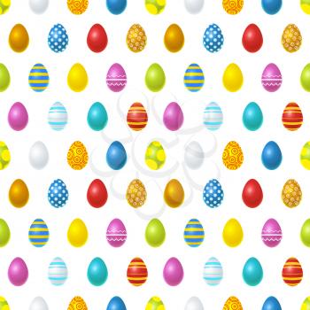 Bright colourful easter eggs isolated on white, seamless pattern