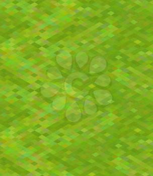 Bright pixelated green grass in isometric view, seamless pattern