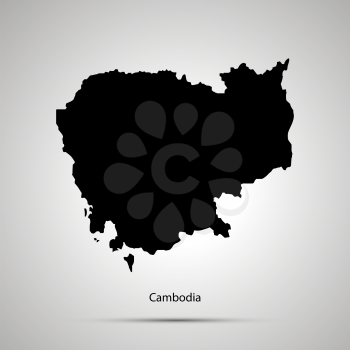 Cambodia country map, simple black silhouette
