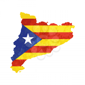 Catalonia country silhouette with flag on background on white
