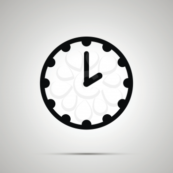 Clock simple black modern icon with shadow