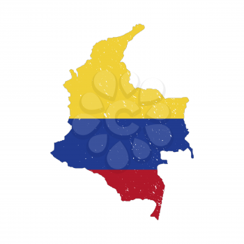 Colombia country silhouette with flag on background on white