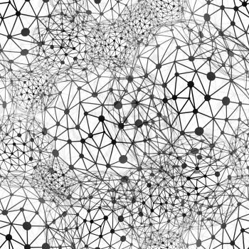 Complicated neural network connections concept, seamless pattern on white