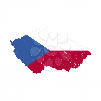 Czech Republic country silhouette with flag on background on white