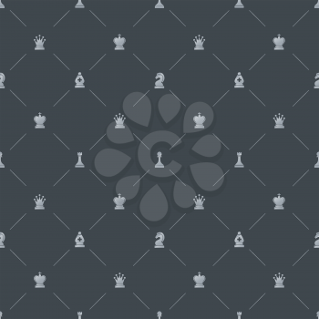 Dark gray luxury seamless pattern with chess symbols