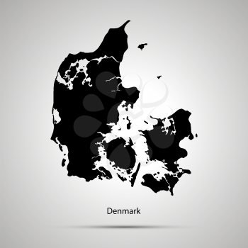 Denmark country map, simple black silhouette