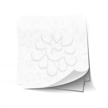 Different white sticky notes in pile isolated on white background
