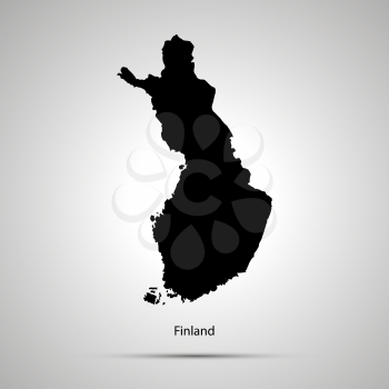Finland country map, simple black silhouette