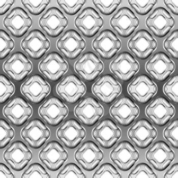 Glossy metallic grid with shadow on white, seamless pattern