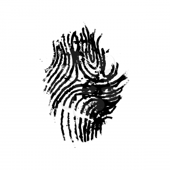 Grunge imprint of human finger, simple black icon on white