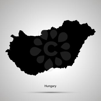Hungary country map, simple black silhouette