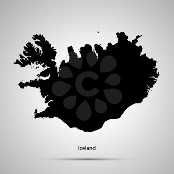 Iceland country map, simple black silhouette