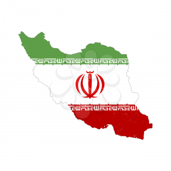 Iran country silhouette with flag on background on white