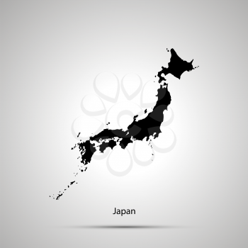 Japan country map, simple black silhouette