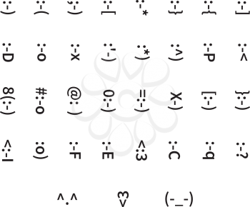 Large set of typography smiley icons on white