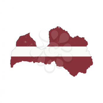 Latvia country silhouette with flag on background on white