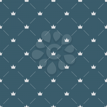 Luxury seamless pattern with white crowns on gray background