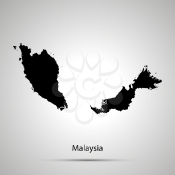 Malaysia country map, simple black silhouette