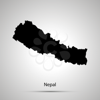 Nepal country map, simple black silhouette