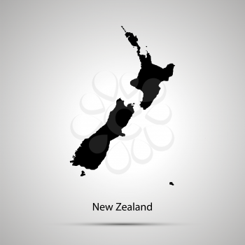 New zealand country map, simple black silhouette