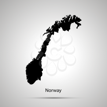Norway country map, simple black silhouette
