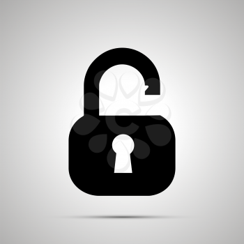 Open lock silhouette, simple black icon