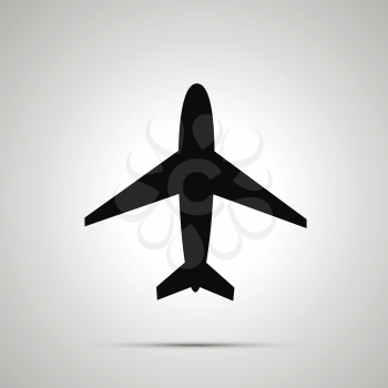 Plane simple modern black icon with shadow