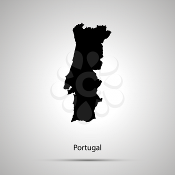Portugal country map, simple black silhouette