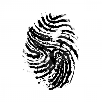 Realistic imprint of human thumb, simple black icon isolated on white