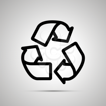 Recycling simple black outline icon with shadow