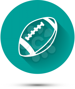 Rugby ball icon on green background with long shadow