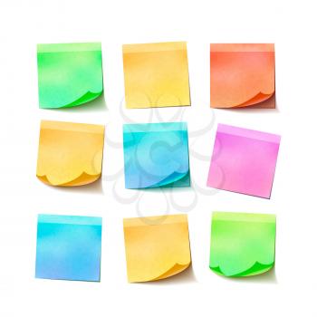 Set of different colorful sticky notes isolated on white background
