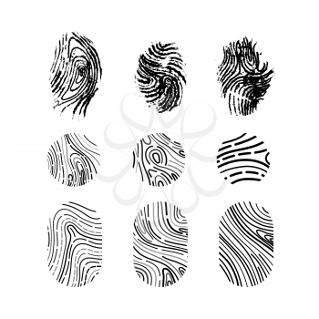 Different Imprints of the thumb of the human hand isolated on white