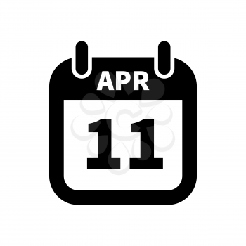 Simple black calendar icon with 11 april date on white