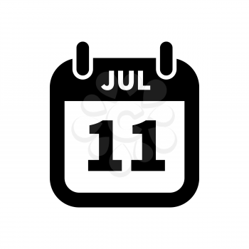 Simple black calendar icon with 11 july date on white
