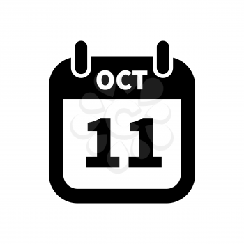 Simple black calendar icon with 11 october date on white