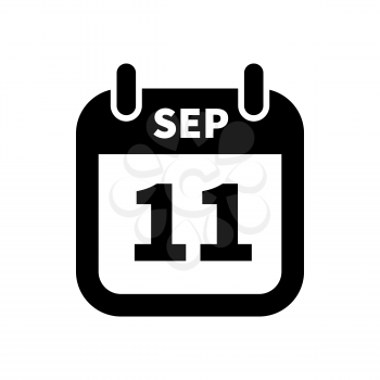 Simple black calendar icon with 11 september date on white