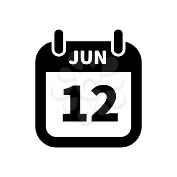 Simple black calendar icon with 12 june date on white