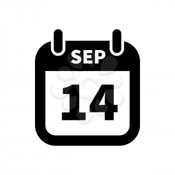 Simple black calendar icon with 14 september date on white