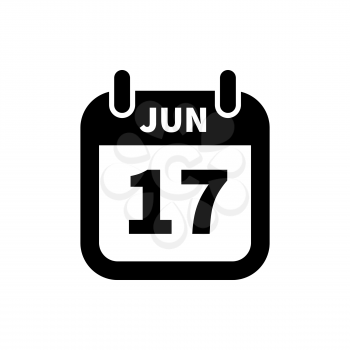 Simple black calendar icon with 17 june date on white