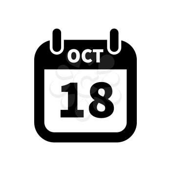 Simple black calendar icon with 18 october date on white