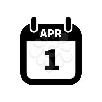 Simple black calendar icon with 1st april date on white