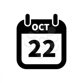 Simple black calendar icon with 22 october date on white