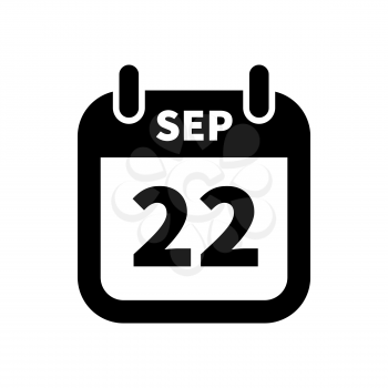 Simple black calendar icon with 22 september date on white