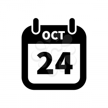 Simple black calendar icon with 24 october date on white